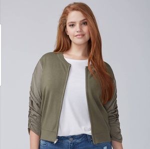 NWT Lane Bryant Woven Sleeve Sweater Jacket